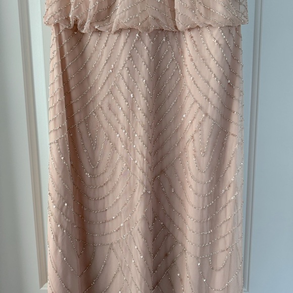 Adrianna Papell Art Deco Beaded Blouson Dress with Halter - Picture 6 of 11